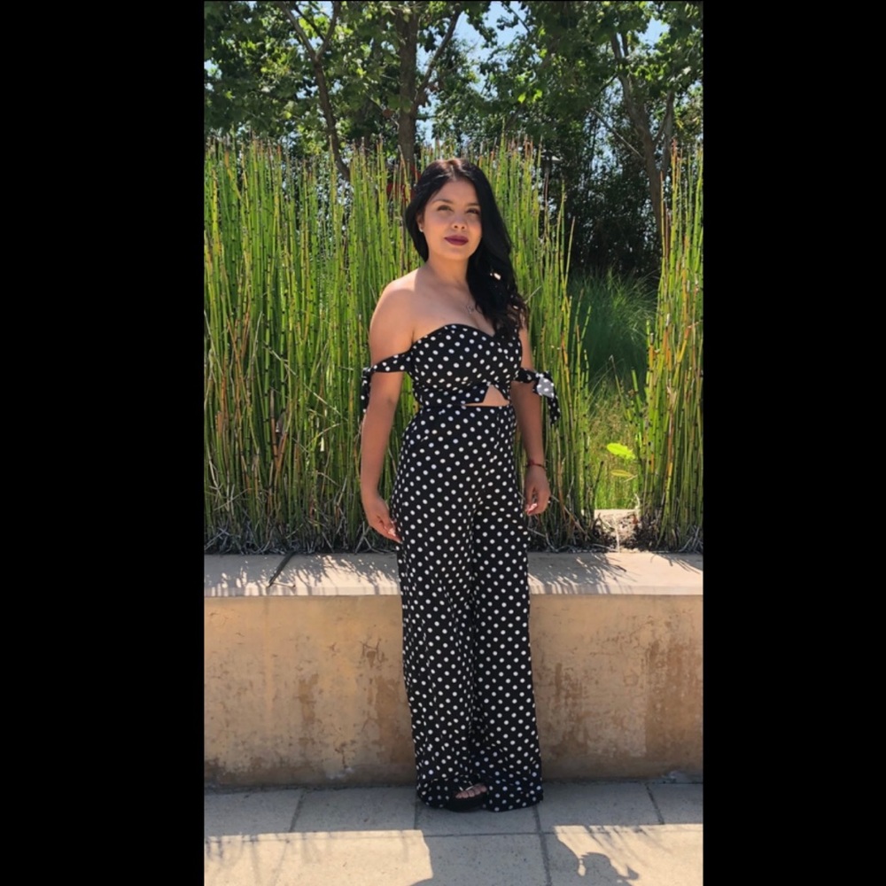 Black and white polka-dot romper/jumpsuit
